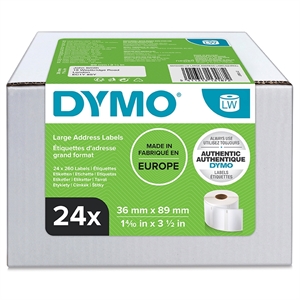 Dymo Label Addressing 36 x 89 perm weiß mm, 24 Rl mit 260 Etiketten/Stk.