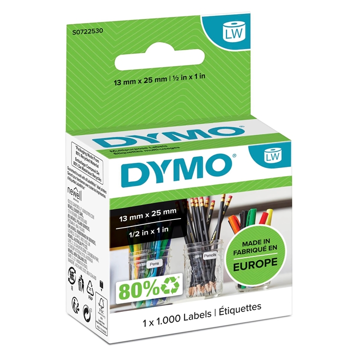 Dymo Etikett Multi 25 x 13 doppelt entfernbar weiß (100 Stk.).