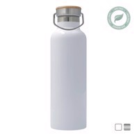 Stainless Steel Drink Bottle 750 ml / 25oz - White Bamboo lid With Handle