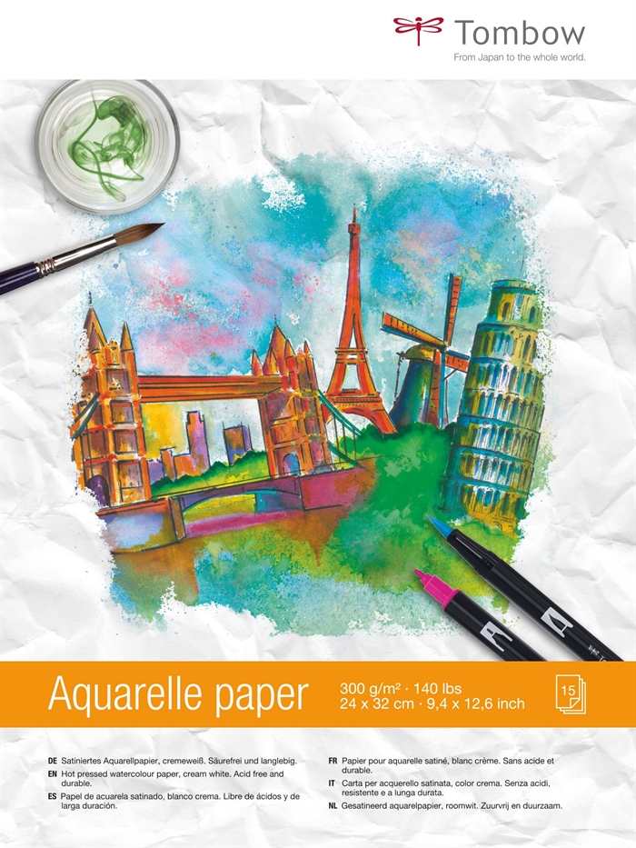 Tombow Aquarellblock 24x32 cm 300g 15 Blätter