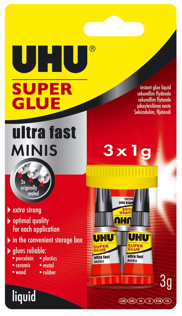 UHU Sekundenkleber super minis 3x1g