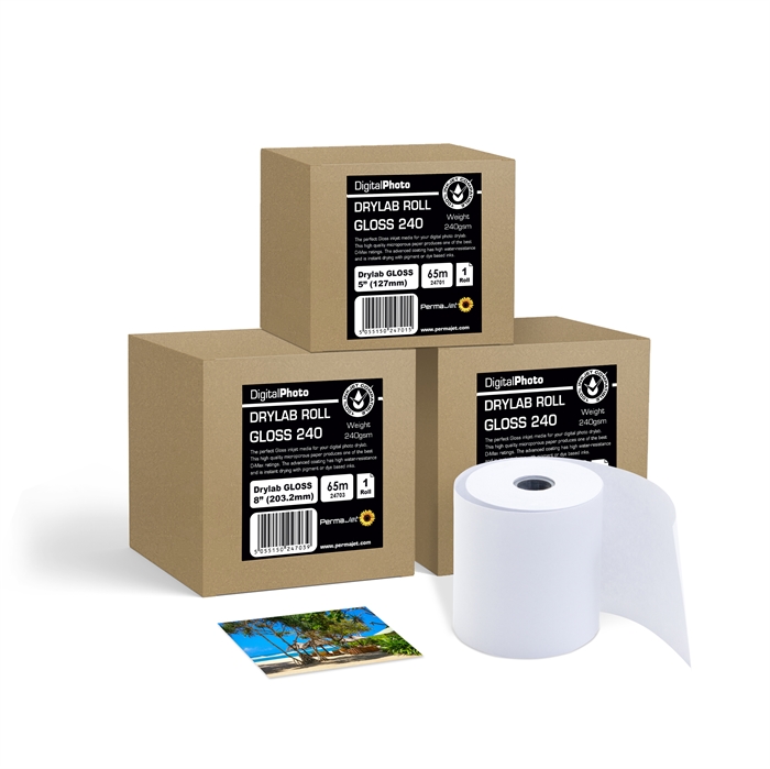 Permajet P70 Premium Gloss Drylab Rolle 240 g/m² - 5\'\' (12,7 cm) x 65 Meter